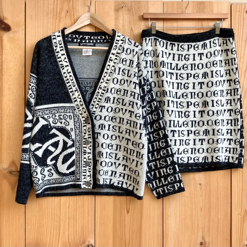 Kitty Hawk Vintage Sweater Skirt And Cardigan Sz Medium